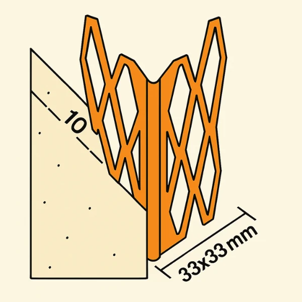 Baklava Dilimli Galvanizli Köşe Profili 33x33 mm